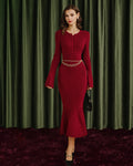 Mermaid Sweater Dress in Wine Red