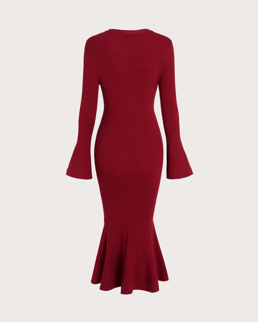 Mermaid Sweater Dress in Wine Red