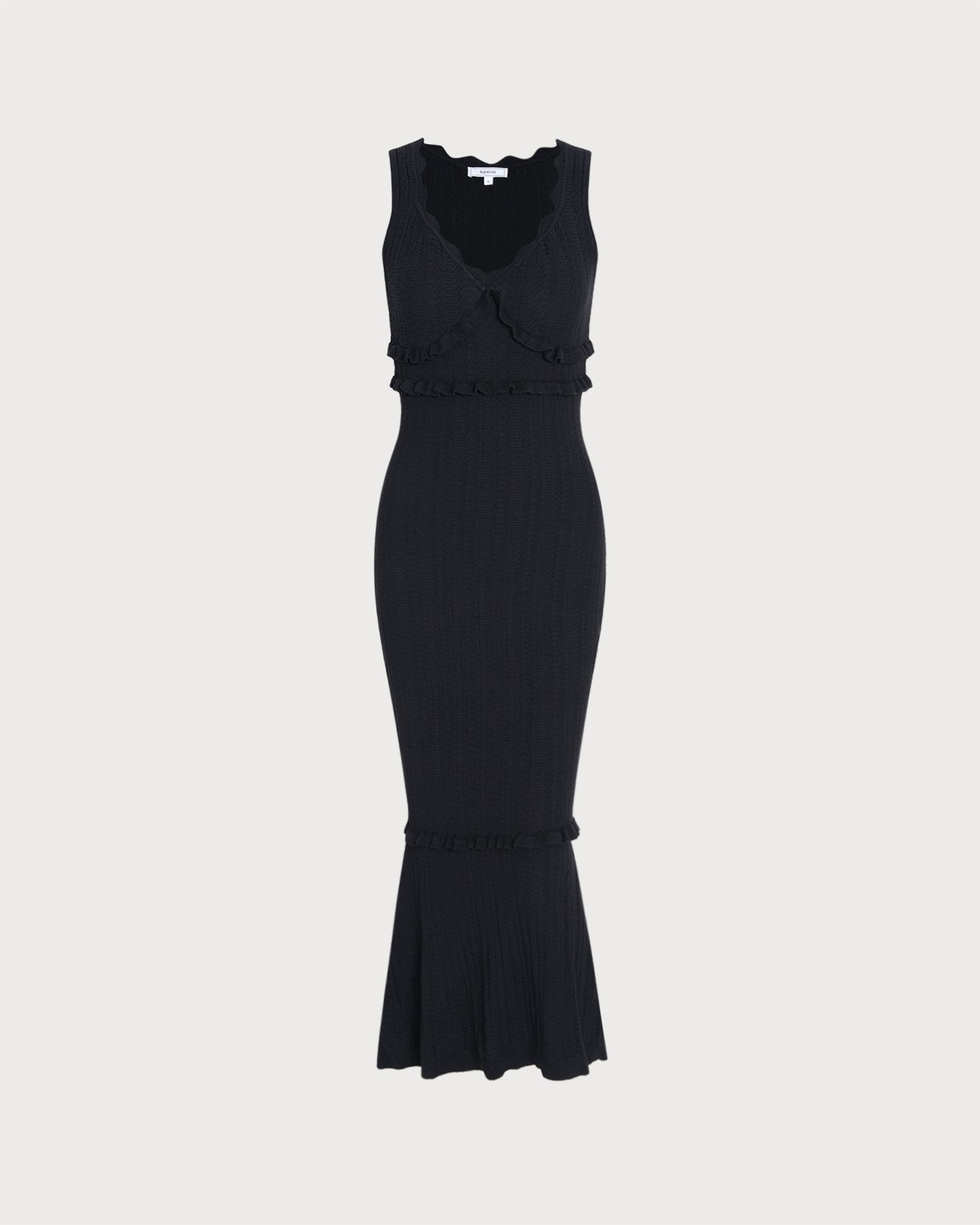 Black V-Neck Mermaid Maxi Sweater Dress