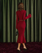Mermaid Sweater Dress in Wine Red