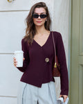 Knitted Cardigan with Purple Buttons