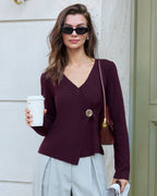 Knitted Cardigan with Purple Buttons