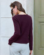 Knitted Cardigan with Purple Buttons