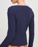 Navy V-Neck Knitted Cardigan