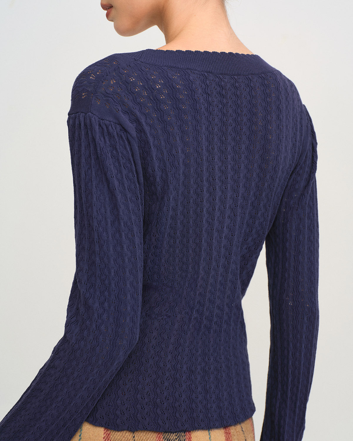 Navy V-Neck Knitted Cardigan