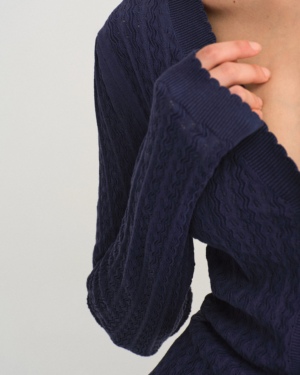 Navy V-Neck Knitted Cardigan