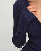 Navy V-Neck Knitted Cardigan