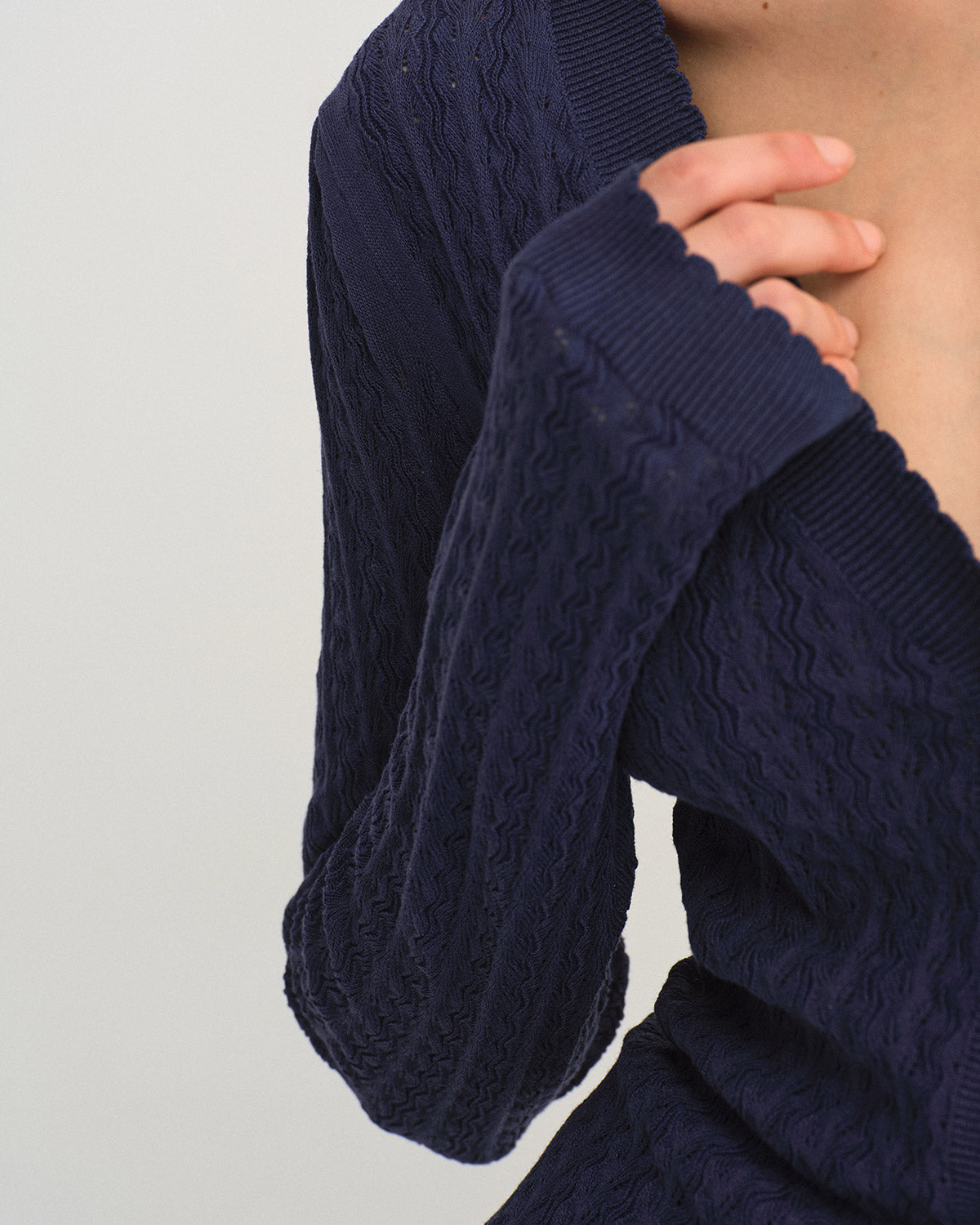 Navy V-Neck Knitted Cardigan
