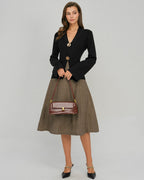 Black Sweater with Bell Sleeves and Buttoned Collar