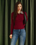 Red Plaid Viscose T-Shirt with Collar
