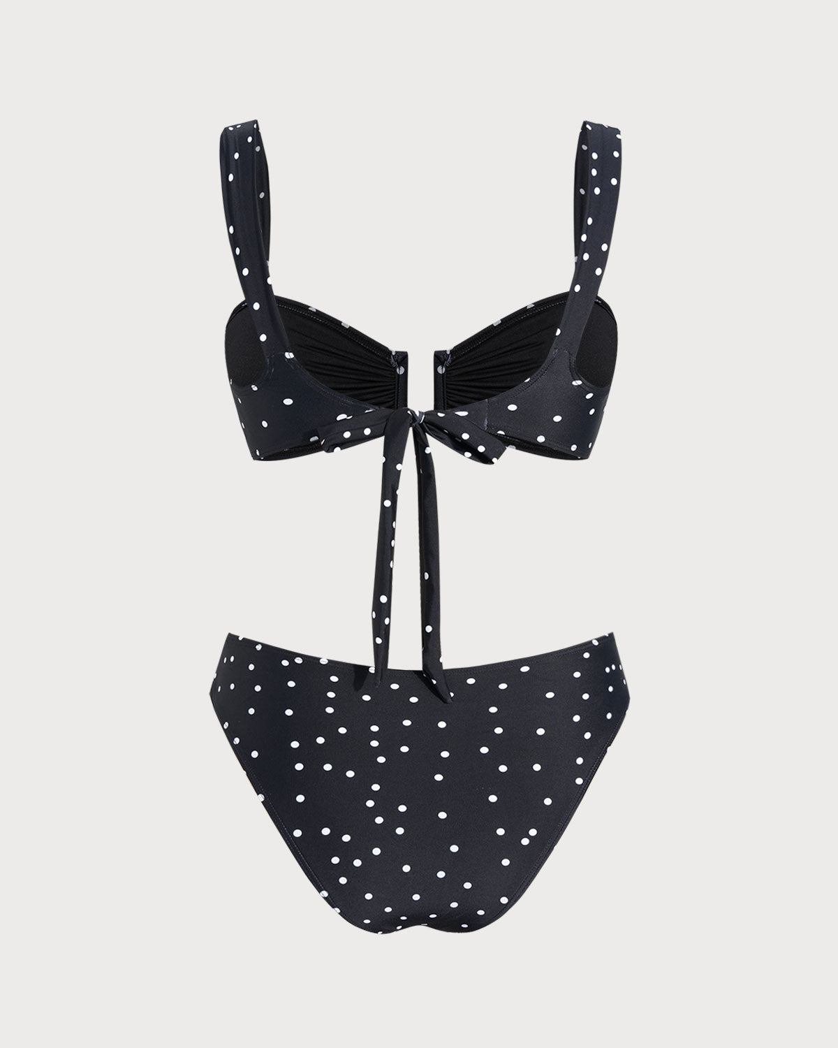 Polka Dot Bandeau Bikini Set in Black