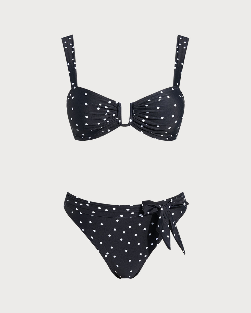 Polka Dot Bandeau Bikini Set in Black