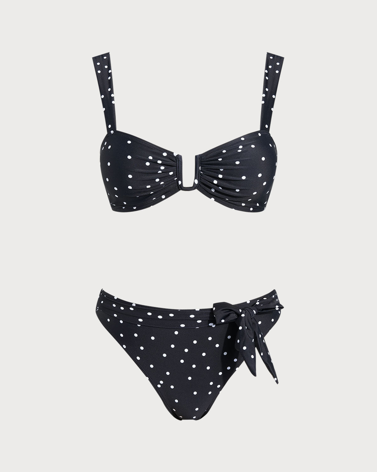 Polka Dot Bandeau Bikini Set in Black
