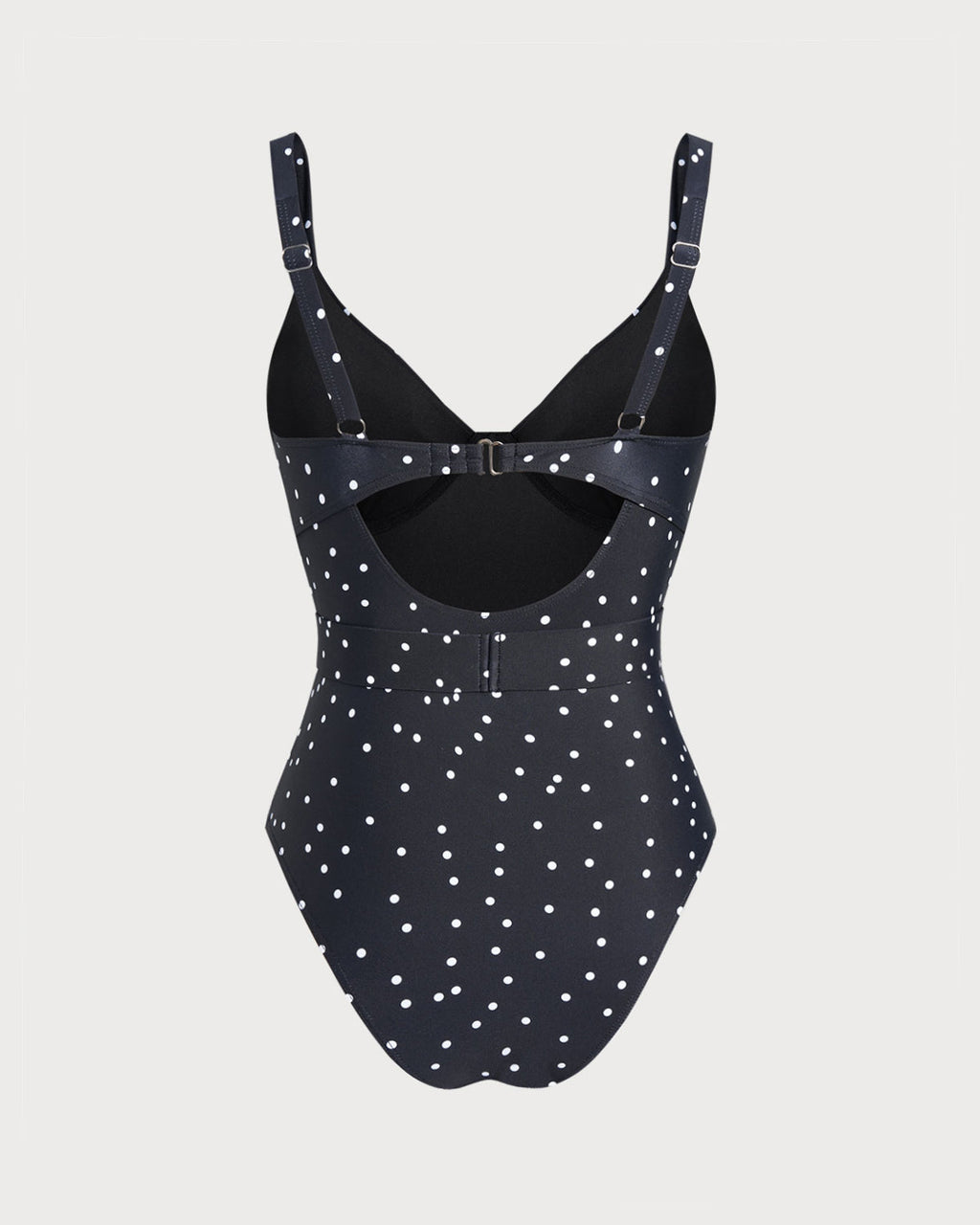 Polka Dot Print Black One-Piece Swimsuit