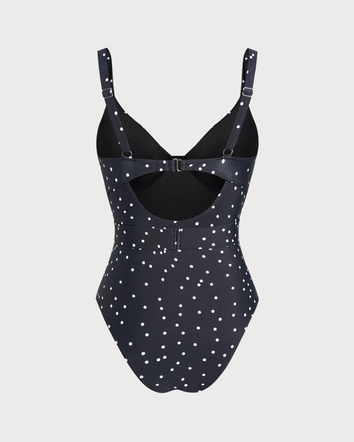 Polka Dot Print Black One-Piece Swimsuit