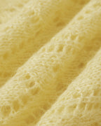 Textured Yellow V-Neck Sweater with Cut-Out Design