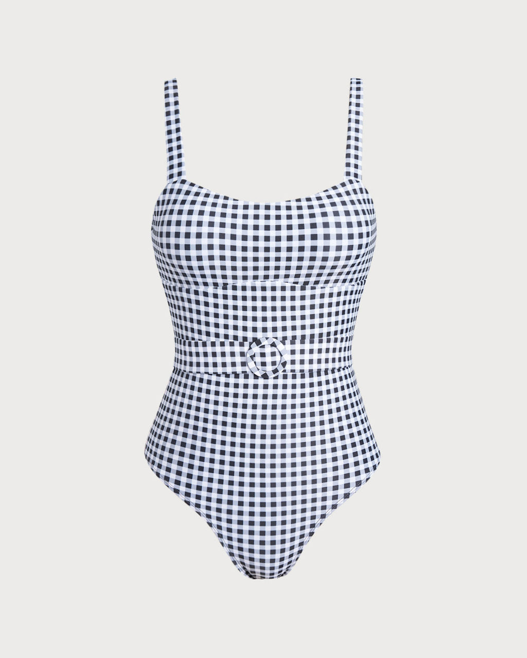 Black Plaid One-Piece Swimsuit
