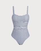 Black Plaid One-Piece Swimsuit