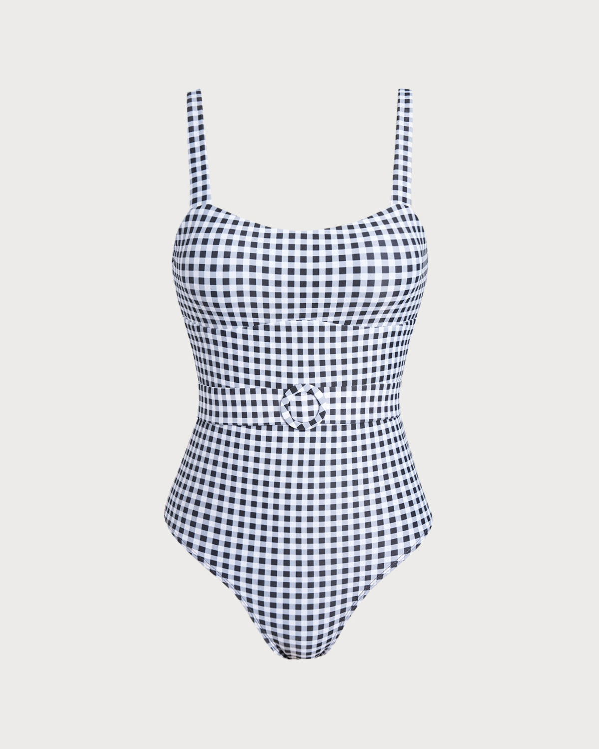 Black Plaid One-Piece Swimsuit