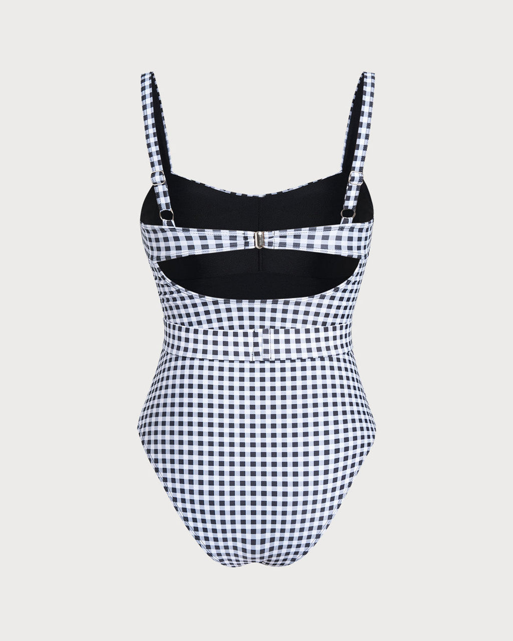 Black Plaid One-Piece Swimsuit