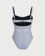Black Plaid One-Piece Swimsuit