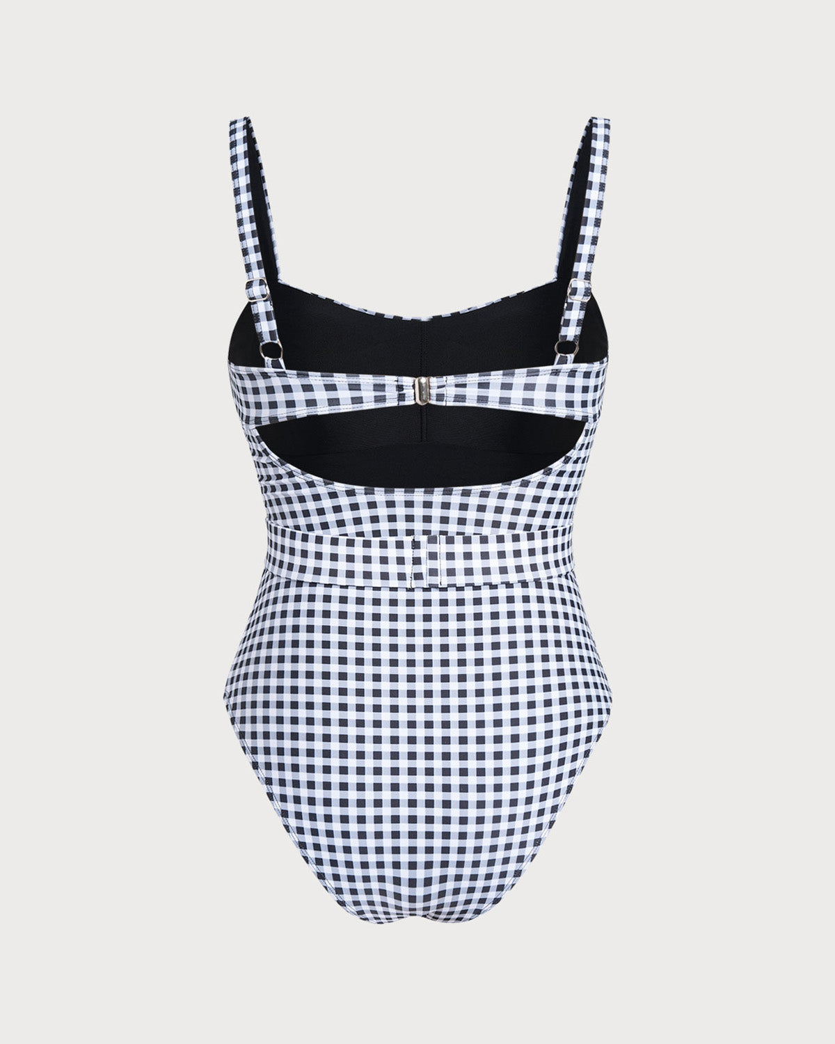 Black Plaid One-Piece Swimsuit