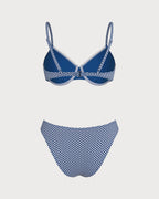 Plaid Blue Underwire Bikini Set