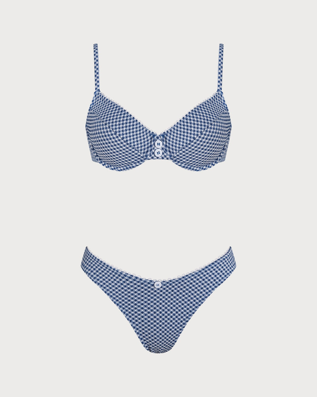 Plaid Blue Underwire Bikini Set