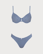 Plaid Blue Underwire Bikini Set