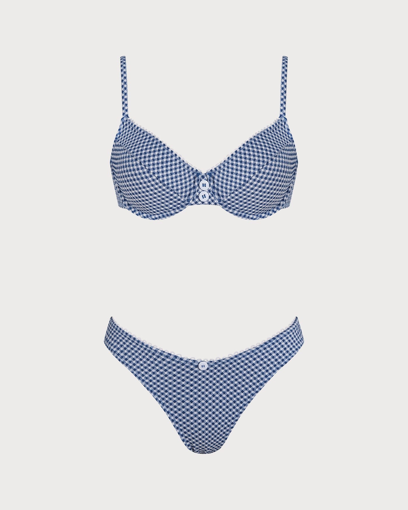Plaid Blue Underwire Bikini Set