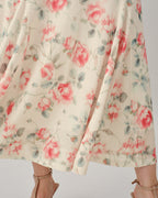 Floral Maxi Dress with Sleeveless Round Neck in Pink