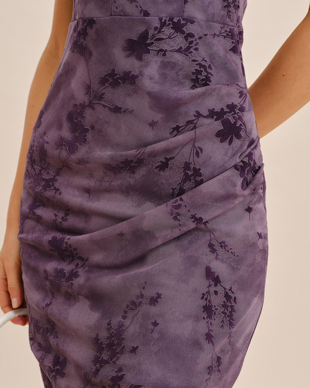 Vibrant Purple Sleeveless Midi Bodycon Dress