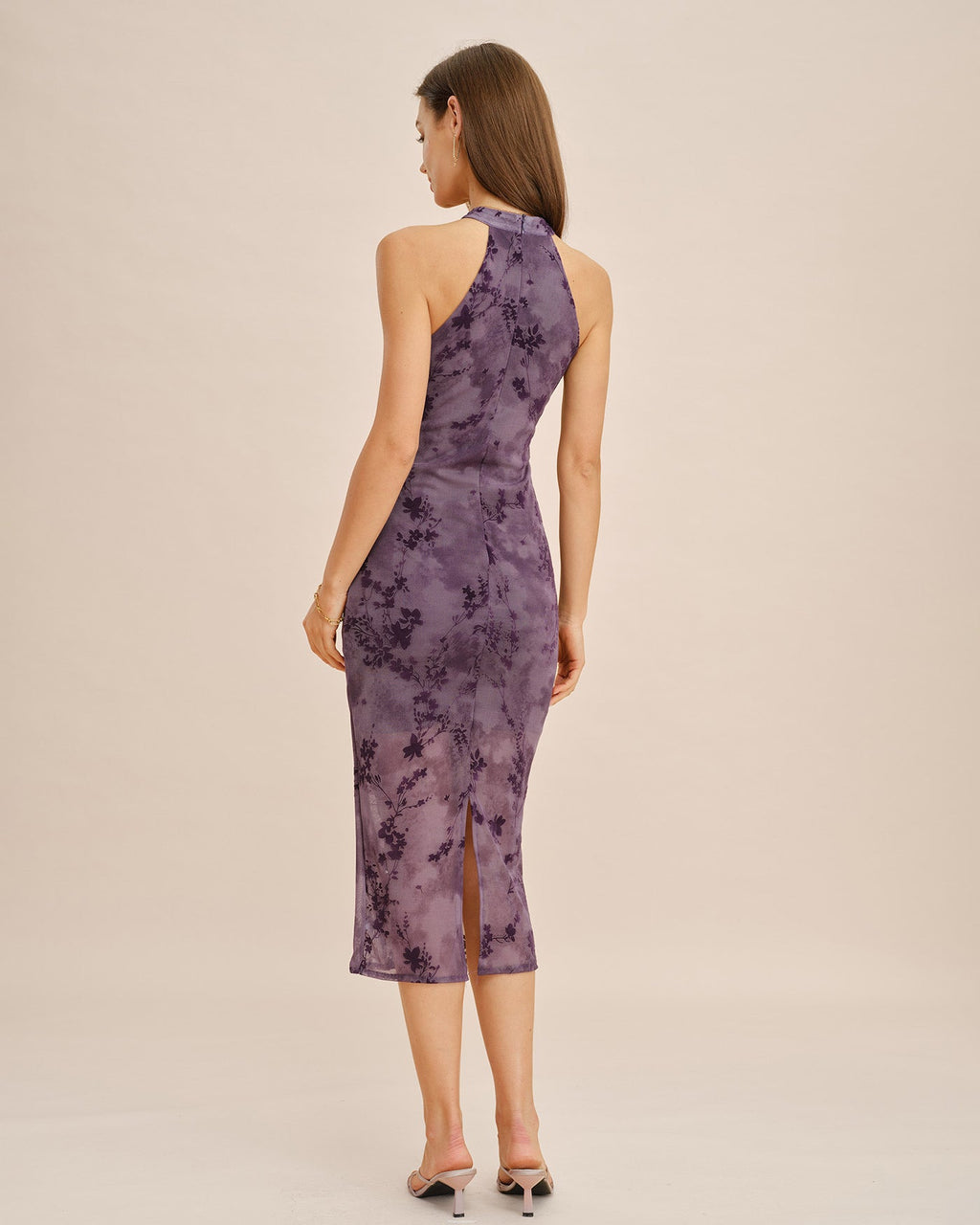 Vibrant Purple Sleeveless Midi Bodycon Dress