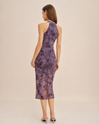 Vibrant Purple Sleeveless Midi Bodycon Dress