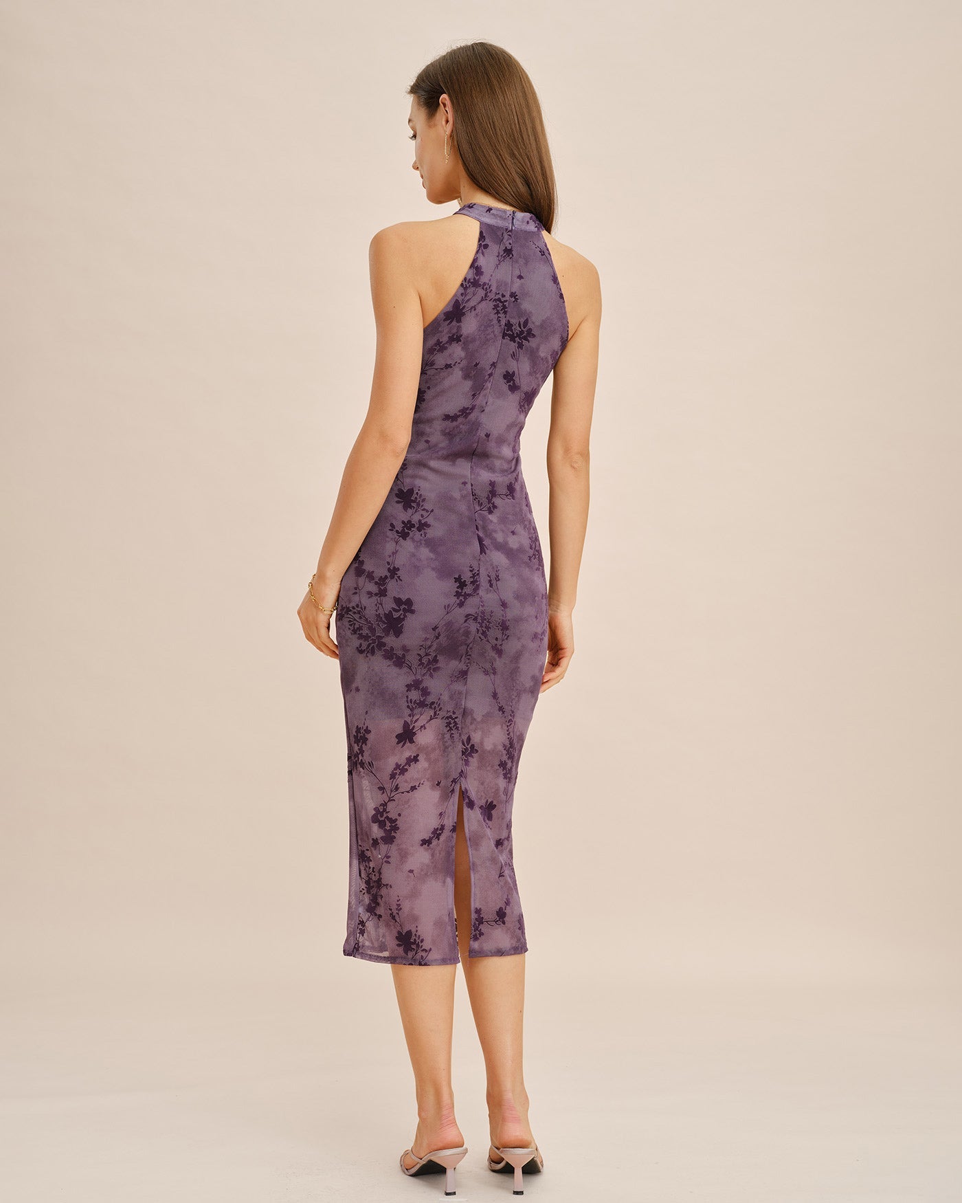 Vibrant Purple Sleeveless Midi Bodycon Dress