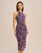 Vibrant Purple Sleeveless Midi Bodycon Dress
