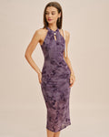 Vibrant Purple Sleeveless Midi Bodycon Dress
