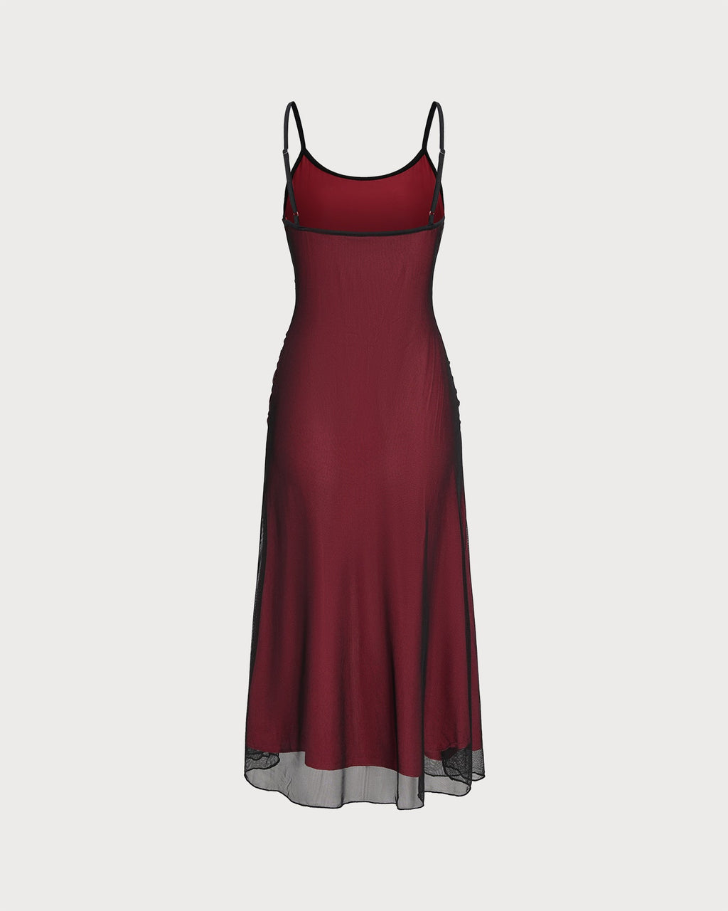 Wine Red Ruched A-Line Midi Dress