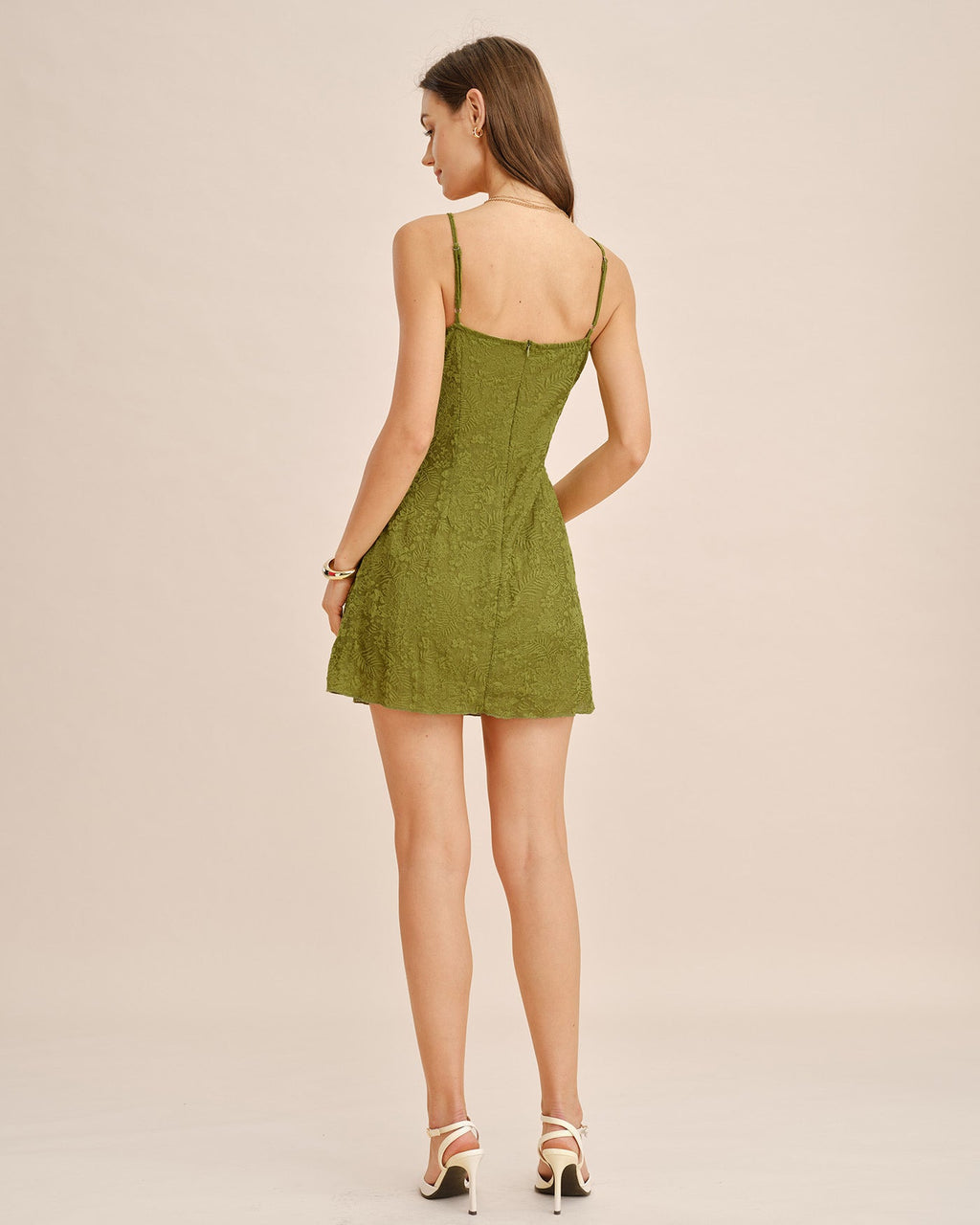 Emerald Ruched A-Line Mini Slip Dress