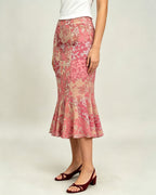 Floral Mermaid Midi Skirt in Pink