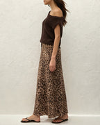 Brown Animal Print Long Mesh Skirt