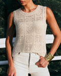 Textured Knit Sweater in Apricot with Round Neck