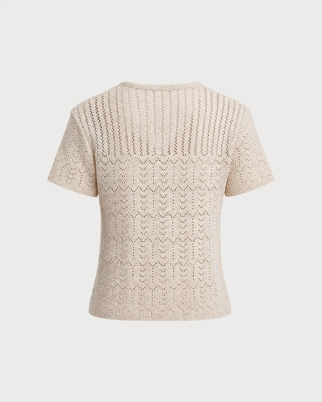 Textured Knit Cardigan with V-Neck and Buttons in Beige