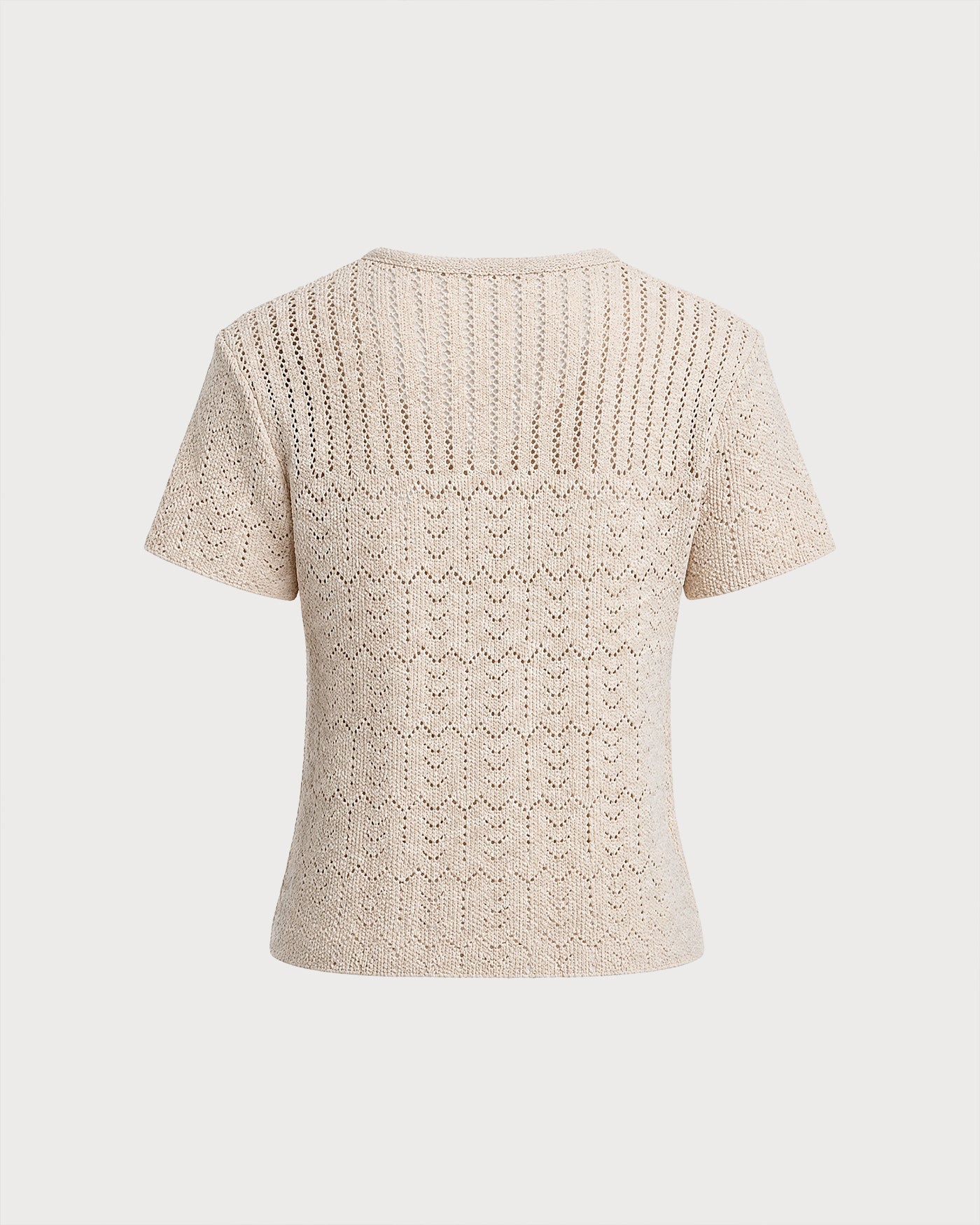 Textured Knit Cardigan with V-Neck and Buttons in Beige