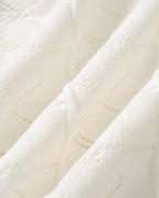 Textured V-Neck Sweater in Off White