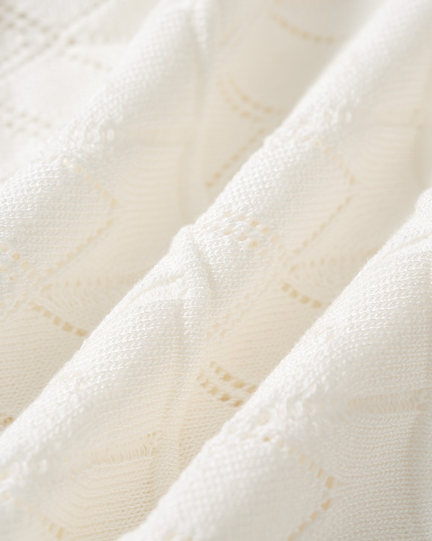 Textured V-Neck Sweater in Off White