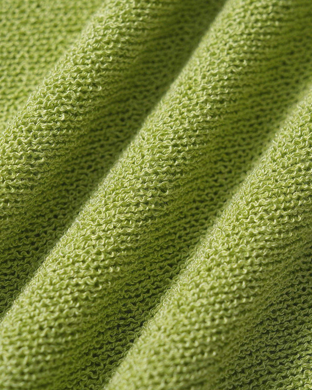 Green Knit Sweater with Round Neck and Drop Shoulders