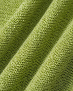 Green Knit Sweater with Round Neck and Drop Shoulders