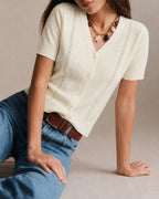 Apricot V-Neck Button-Up Knit Cardigan