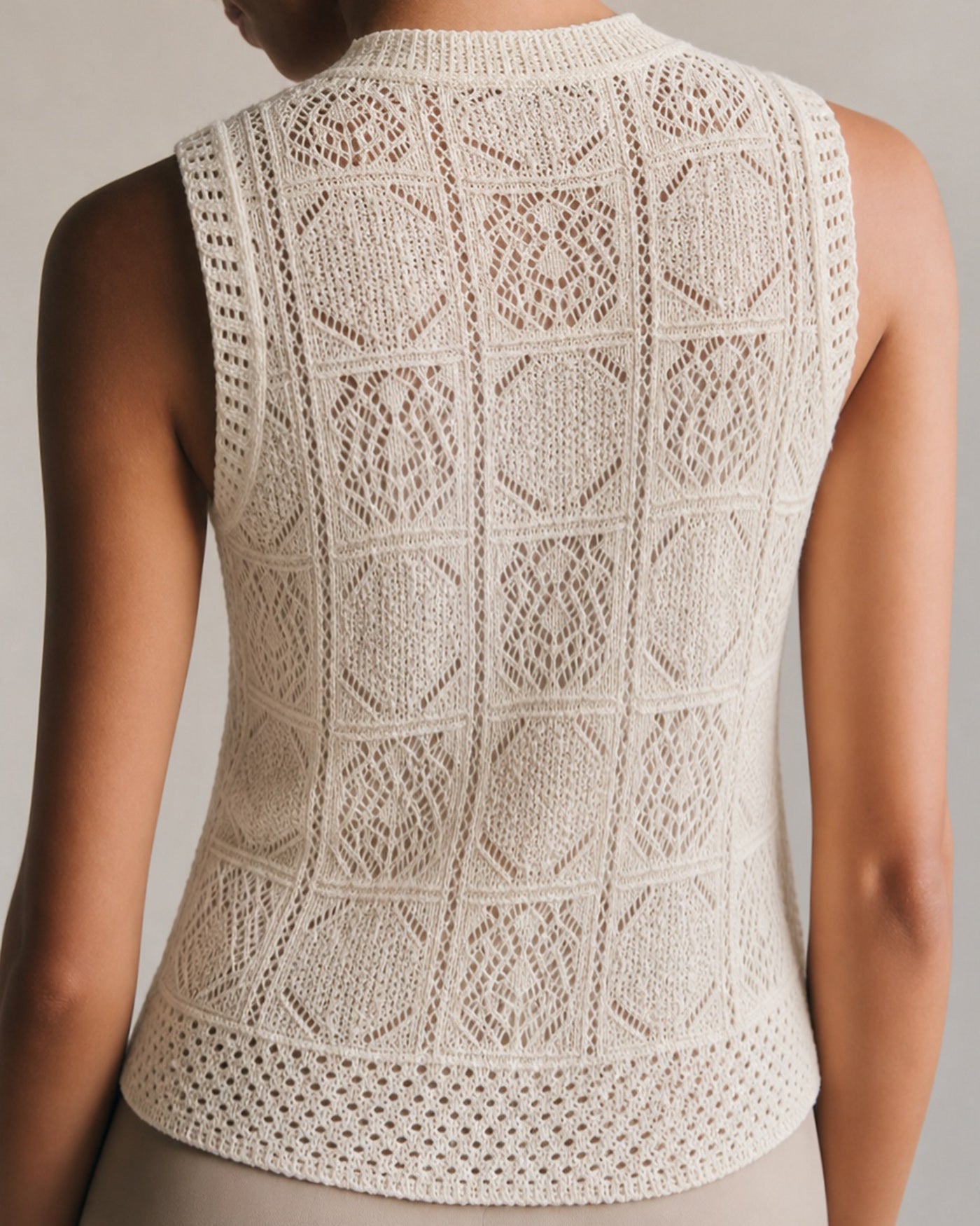 Textured Knit Sweater in Apricot with Round Neck